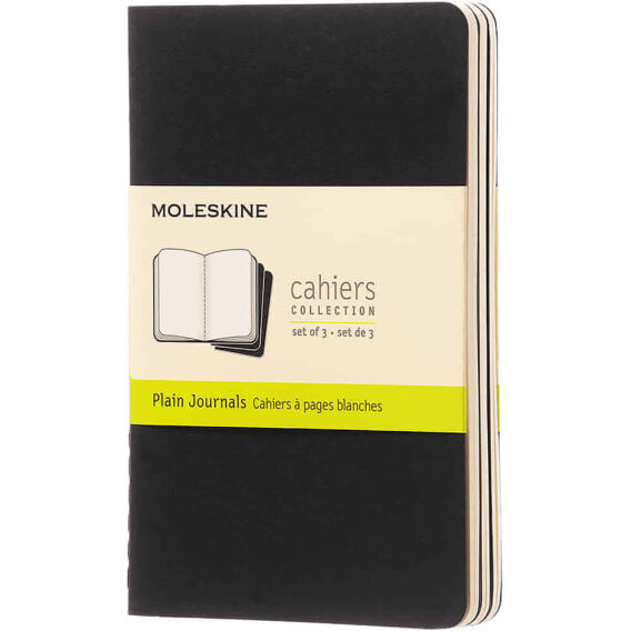 Moleskine Cahiers Siyah Çizgisiz Cep Boy Not Defteri, 3lü Set - MOLESKINE