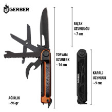 Gerber Gear Armbar Scout 7-in-1 Çok Amaçlı Çakı - Turuncu - 5