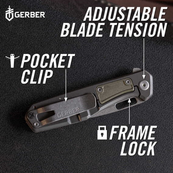 Gerber Gear MiniSada Katlanır Cep Bıçağı, Klipsli Çok Amaçlı Katlanabilir Bıçak - Yeşil - 6