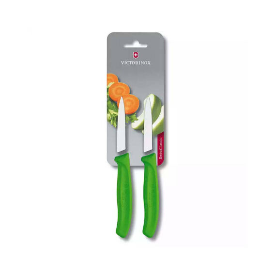 Victorinox 6.7606.L114B 8cm Yeşil 2li Düz Soyma Bıçağı, Blisterli Paket - VICTORINOX MUTFAK