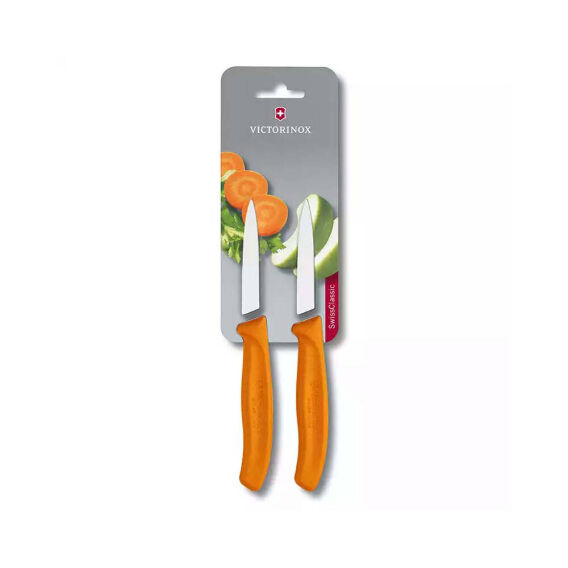 Victorinox 6.7606.L119B 8cm Turuncu 2li Düz Soyma Bıçağı, Blisterli Paket - VICTORINOX MUTFAK