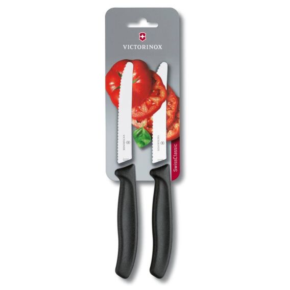 Victorinox 6.7833.B 11cm Siyah 2li Tırtıklı Domates ve Sofra Bıçağı, Blisterli Paket - VICTORINOX MUTFAK