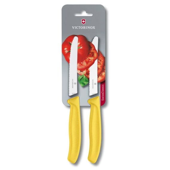 Victorinox 6.7836.L118B 11cm Sarı 2li Tırtıklı Domates ve Sofra Bıçağı, Blisterli Paket - VICTORINOX MUTFAK