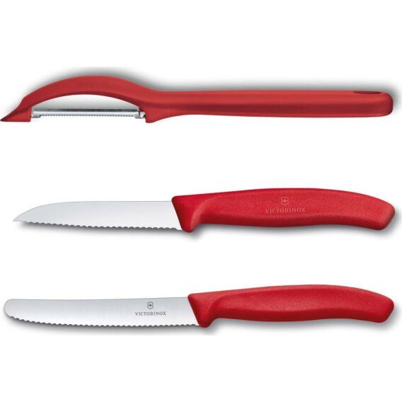 Victorinox Soyacak, Soyma ve Domates Bıçağı Seti, Kırmızı - VICTORINOX MUTFAK