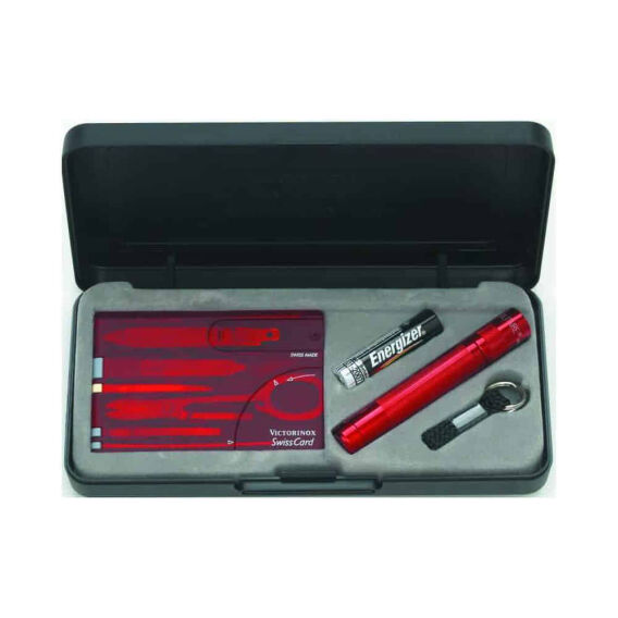 VICTORNOX SWISS CARD + MAGLITE FENER SETİ, KIRMIZI - VICTORINOX ÇAKI